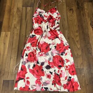 Victoria’s Secret Long Midi/Maxi Slip Dress Nightgown Red Floral Sz XS